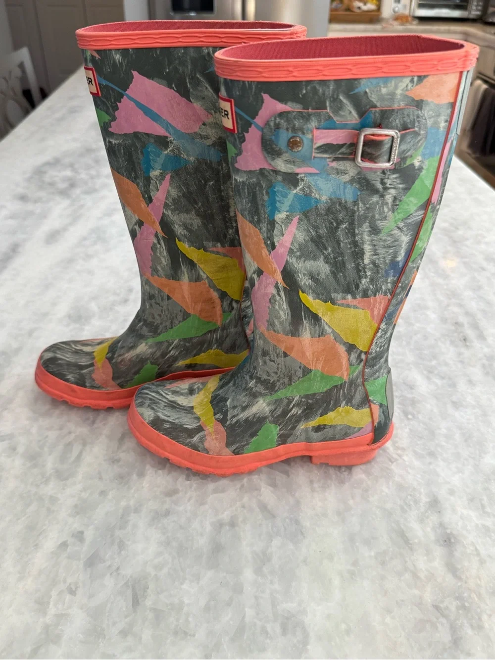Hunter Kids' Original Storm Multicolor Camo Rain Boots Rhythmic Trim
